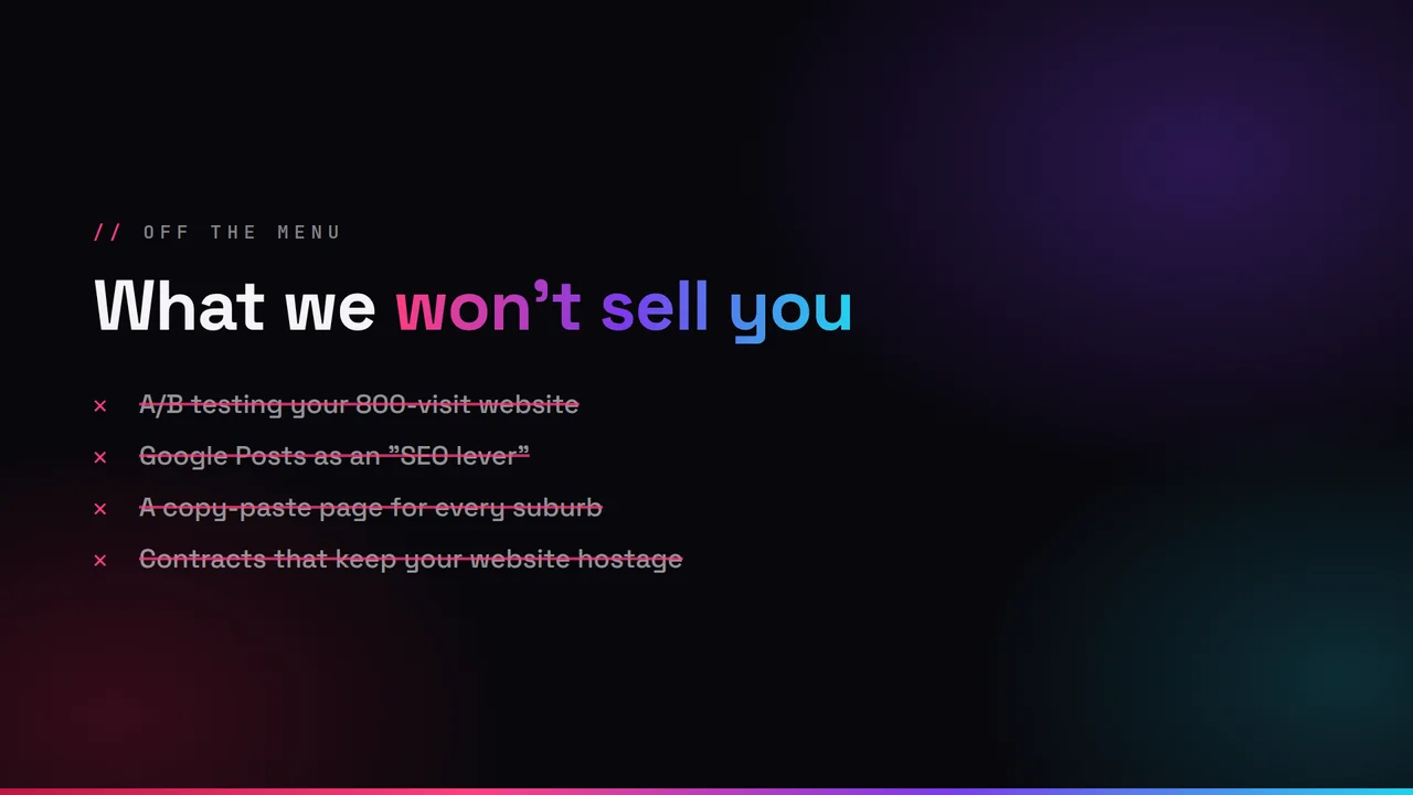 What we won't sell you